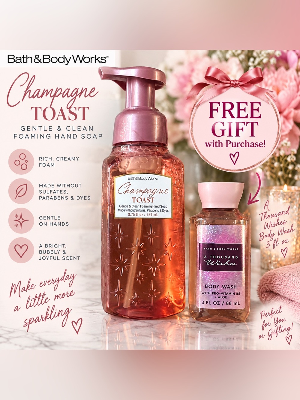 Bath & Body Works Champagne Toast Foaming Hand Soap + FREE GIFT 🎁